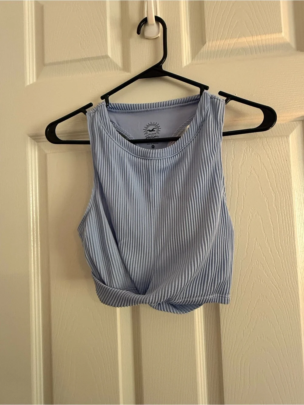 Hollister Light Blue Ribbed Swim Top
